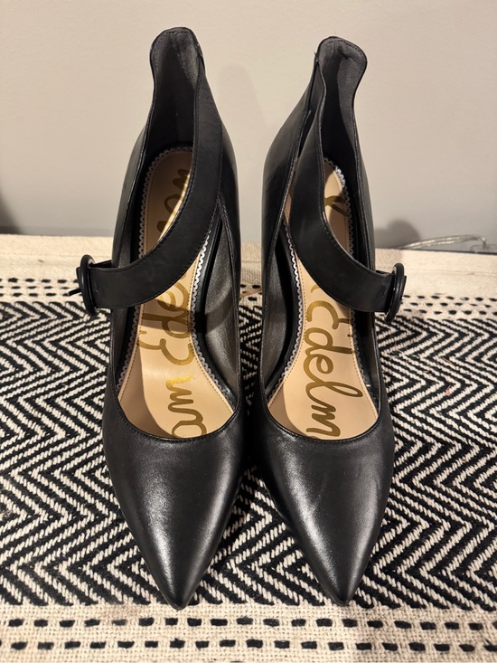 Sam Edelman Shoes - Sam Edelman Honda Black Leather Pointed Mary Jane Pumps Size 9 Business Casual